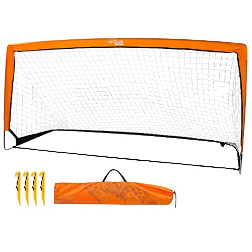 Aktive 54119 - Portería de fútbol plegable para niños / Accesorios de entrenamiento fútbol / Portería de fútbol tamaño 200x100x100 cm, incluye 4 piquetas / Juegos al aire libre para niños