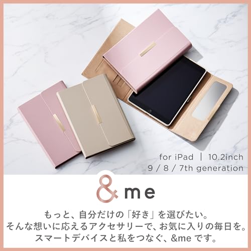 エレコム iPad 第9/8/7世代 iPad 10.2 2019年モデル フラップケース ソフトレザー &me Apple Pencil収納 ミラー付 アッシュピンク TB-A19RWVJM2PN