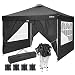 Produktbild COBIZI Pavillon 3 x 3 WASSERDICHT, Pavillon inkl. Tasche wasserabweisend höhenverstellbar faltbar Pop-up Gartenzelt Partyzelt (3 x 3 m +4Seitenteilen+4Sandsack+Lüftungsschlitze, Schwarz)