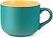 Taza de cerámica XXL, 650 ml, taza de sopa con asa, taza grande para café, té, cereales y sopas – Taza de porcelana con asa (azul y amarillo)