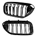 Zealhot G30 Grille, Black Front Kidney Grille Grill Compatible with BMW 2017-2020 5 Series G30 M5 530e 530i 540i 550i, Gloss Black Double Slats