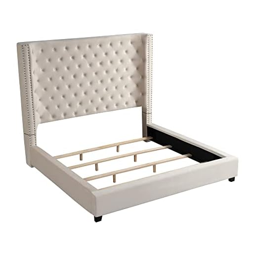 Jaclyn Velour Low Platform Bed in Beige