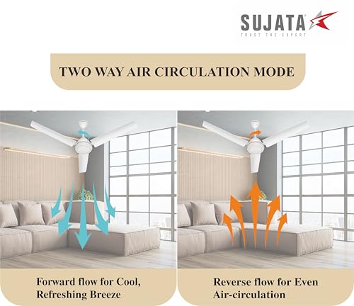 Image of Sujata SBF Air 1200mm BLDC Ceiling Fan | 3 Years Warranty | Savings up to 60% | Remote Control | Fans Ceiling Fans 5 Star | Silent Motor | Inverter Compatible | Living Room & Bedroom (White)