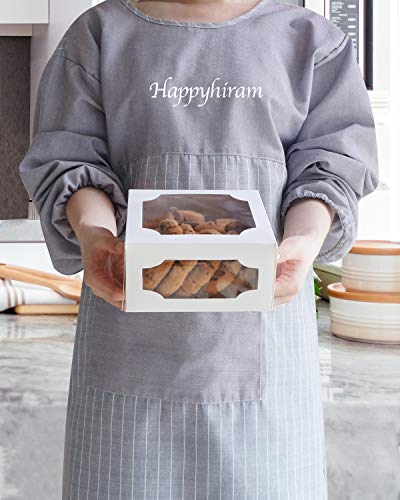 White Cookie Boxes 12 Packs 6\" x 6\" x 3\" for Gift Giving with Windows Easy Assembly