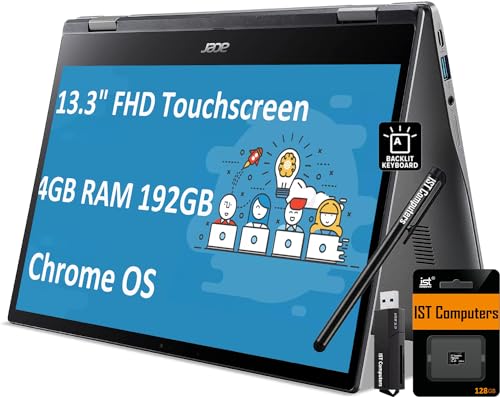 acer Chromebook Spin 513 2-in-1 Laptop (13.3' FHD Touchscreen, Qualcomm CPU, 4GB RAM, 192GB...