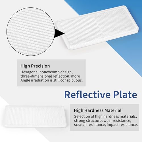 Image of 10 Pack White Self Adhesive All Plastic 3.7'' Rectangle Reflectors for Mailbox, Motobikes, Trailers, Trucks, Boats, Suv's, RV's