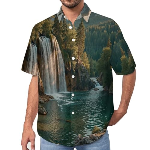 Camisas de solapa de manga corta para hombre con estampado 3D casual de verano