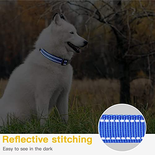 Image of HEELE Dog Collar, Reflective Dog Collar, Soft Neoprene Padded Breathable Nylon Pet Collar Adjustable for Small Dogs Puppy, Royal Blue, XS(7.87-11.81 inch)