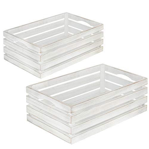 Mygift Vintage Whitewash Wood Decorative Storage Box, Nesting Crate Boxes, Set Of 2 #TOP4