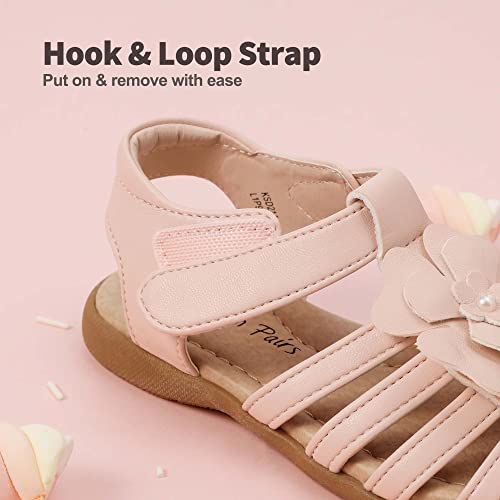 Image of DREAM PAIRS Girls Toddler /Little Kid Closed-Toe Flower Summer Dress Sandals Shoes