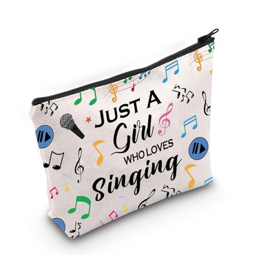 Gzrlyf Singing Makeup Bag Just Girl Loves Singing Singer Gift Karaoke Singing Lover Music Lover Cosmetic Bag (Just singsingMB)