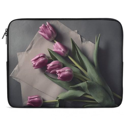 Housse ordinateur 17 pouces antichoc à motif fleurs imprimées sur papier