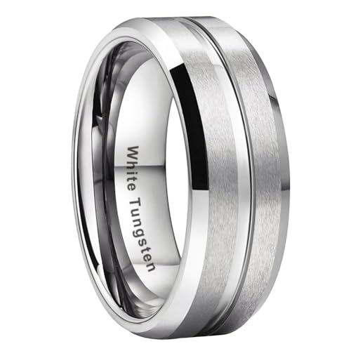 Alliances en tungstène blanc 6mm 8mm anneau mariage homme femme