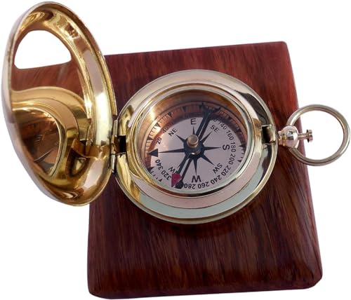 Brújula de Bolsillo de Latón - Epstein London - Brújula de Bolsillo con Caja de Madera Dura miniatura 7