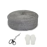 Paille de Fer 30M, Anti Rongeur Laine d'acier 0000 avec Gants, Ciseaux, Laine d'Acier Extra Fine pour Nettoyage Polissage Entretien et Finition du Bois, Verre