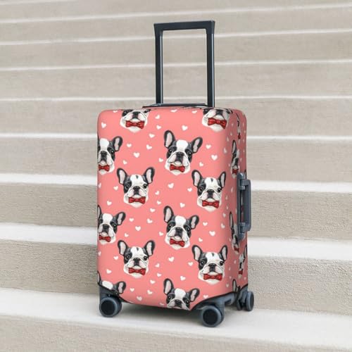 Dog Bow Heart Print Travel Luggage Covers, Washable Suitcase Covers Protector for Luggage 18-32 Inch High Elasticity 6