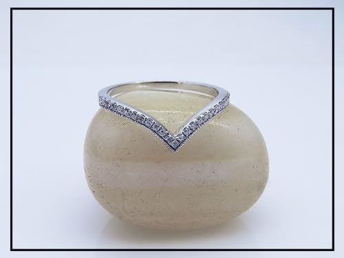 Dazzlingrock Collection 0.20 Cttw Round White Diamond Chevron Wedding Band for Women in Solid Gold4