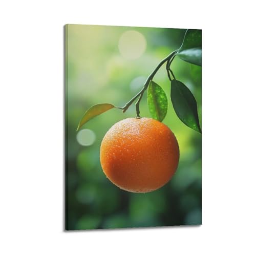 Poster mural fruits orange sur branche pour décorer votre salon