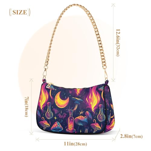 Magic Mushroom Shoulder Bag for Women, Handbag with Chain Strap, Soft Purse Tote Bag for Ladies2