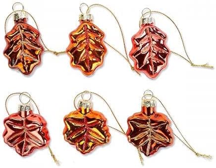 Harvest Leaves Fall Glass Ornaments - Set of 12 Glass, Autumn Ornaments, Thanksgiving - Image 2