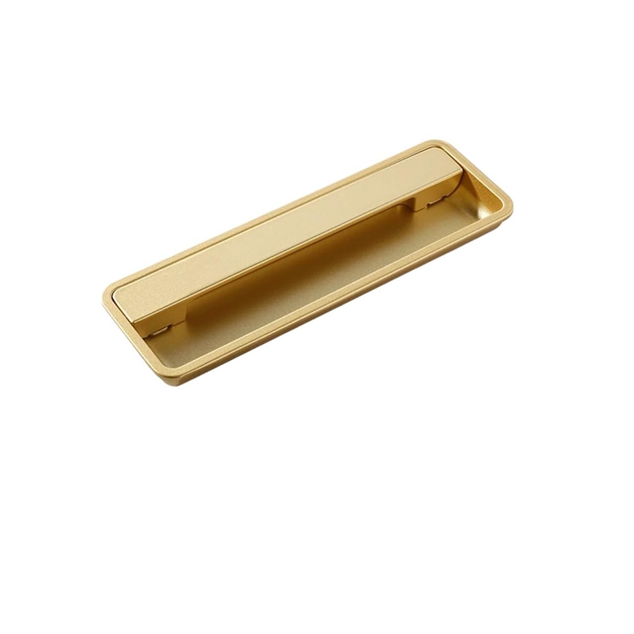 ATEUXOL Recessed Door Handles Drawer Cabinet Door Shoe Concealed Handle Closet Slotted Embedded Invisible Pull(Middle-Gold)