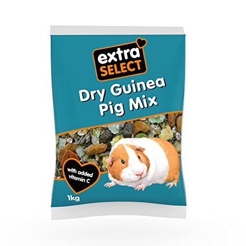 Extra Select Guinea Pig Food - Dry Muesli Mix with Concentrate Pellets Flaked Maize Grass Hay Pea Flakes for Guinea Pigs with Vitamin C- Small Pet Feed - 1kg