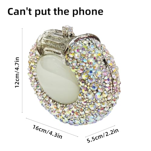 Image of UMREN Women Crystal Oval Shell Evening Purse Bags Luxury Rhinestone Clutch Unique Gems Handbag Bridal Wedding Shoulder Bag
