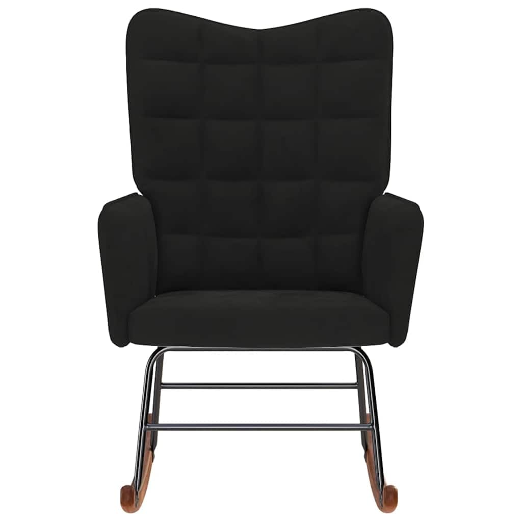 Mecedora de terciopelo con asiento y respaldo acolchados gruesos, marco estable de madera contrachapada y metal, patas de madera para un soporte seguro, cómodo sillón para sala de estar