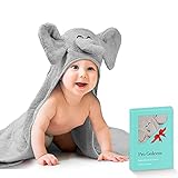 Pro Goleem Elephant Baby Hooded Towels Girl Boys Organic Cotton Soft and Absorbent Baby Bath Towels for Babies, Newborns, Infants, Toddlers, 30x30 Inches