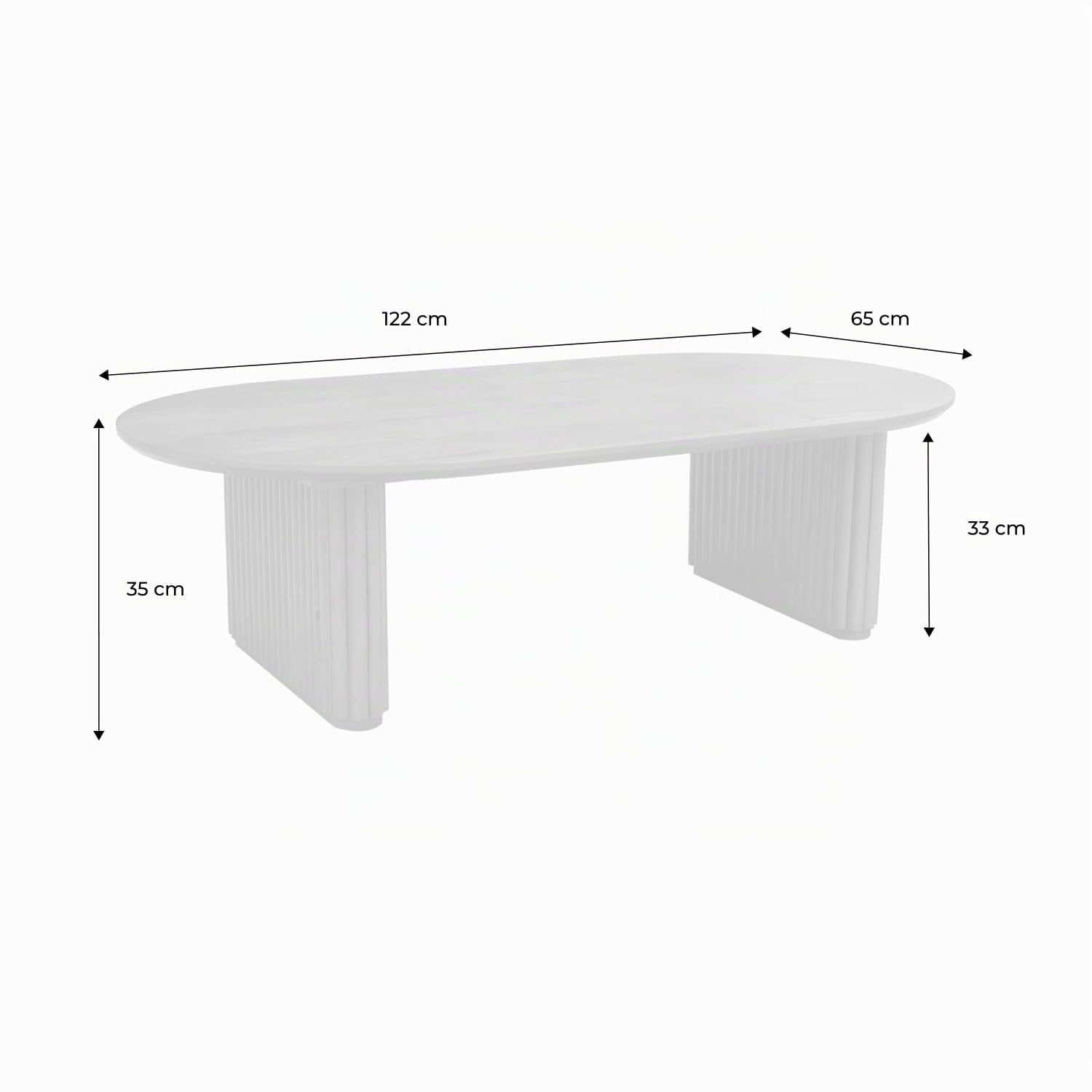 Alice's Garden sweeek - Table Basse Ovale Bois d'hévéa placage chêne Teinte Noyer - L 122 x P 65 x H 35 cm - Gabrielle