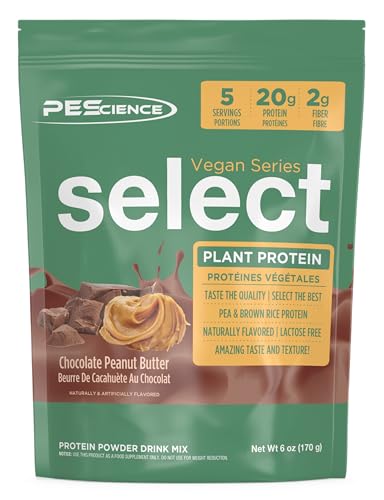 PEScience Select Vegan Protein Powder, Plant Based Protein Powder, Amazing Taste, Smooth Texture, Pea and Brown Rice Blend, Dairy Free, Lactose Free, Gluten Free - Chocolate Peanut Butter, 5 Servings