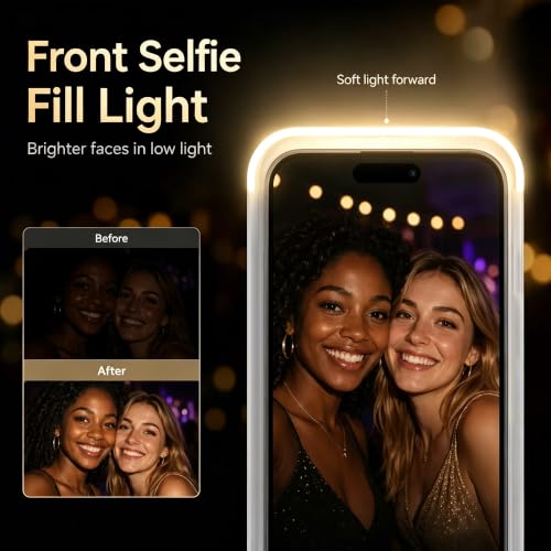 GGBON for iPhone 16 Pro Max Case with Selfie Light, 3 Color Modes (Black) — view 3