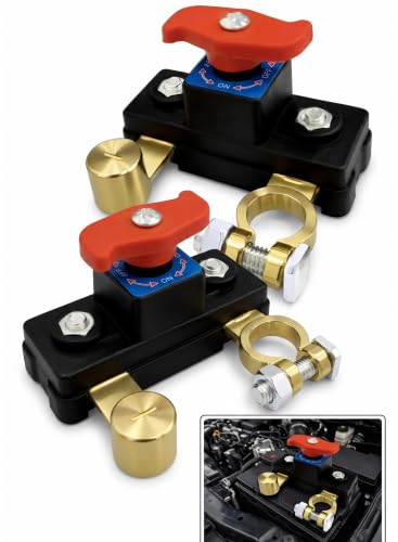 AVAVXFLY 2 Pcs Battery Disconnect Switch, Car Battery Disconnect Switch, Pure Copper Rotary Isolator for 12V 24V Systems, for Truck Tractor RV Vehicle Power Control