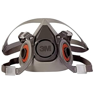 3M Half Facepiece Reusable Respirator 6200, NIOSH, Four-Point Harness, Comfortable Fit, Dual Airline Supplied Air Compatible, Bayonet Connections, Painting, Sanding, Cleaning, Medium