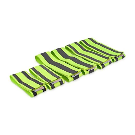 kwmobile 6X Reflective Armbands - High Visibility Outdoor Safety Bands for Jogging Cycling Walking - Neon Reflector Strap for Arm Leg Ankle Wrist