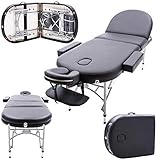 STARKER, STARKER SUPPORT: Dieser professionelle Massagetisch ist aus hochwertigen Materialien gefertigt und verfügt über einen robusten, leichten Aluminiumrahmen und robuste Stahlstützkabel, die eine maximale Tragfähigkeit von bis zu 273 kg bieten. Die verstellbare Kopfstütze verfügt über eine erstklassige Composite-Unterstützung, die gegen Biegung und Verzug resistent ist. Die Tischbeine sind so ausgestattet, die ein Verrutschen während der Massage verhindert wird und den Boden zu schützen.