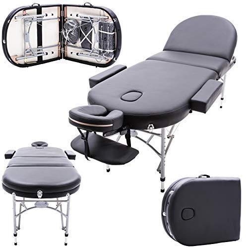 MASSAGE IMPERIAL® Table De Massage Portable De Luxe Consort - Table De Massage en Aluminium À 3 Sections - Mousse 7cm - Couleur : Noir - 14 Kg Cover