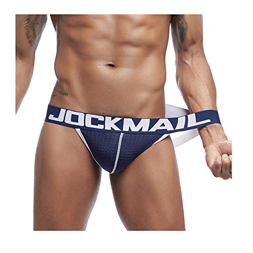 JOCKMAIL Calzoncillos Sexy para Hombre Tangas suspensorios para Hombre sexywear Transpirable Ropa Interior Gay (M, Azul Oscuro)