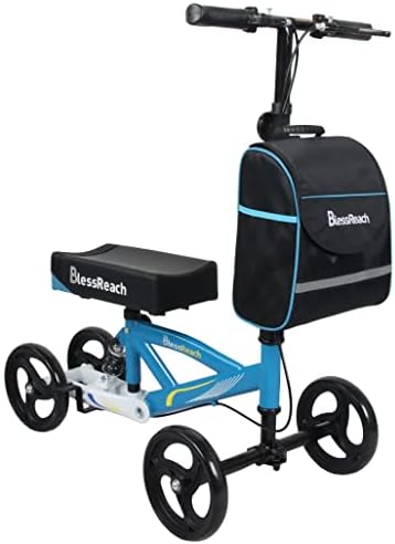 BlessReach Economy Knee Scooter Steerable Knee Walker for Foot Injuries Compact Crutches with Dual Rear on-Wheel Brake and Shock Absorption Under The Knee pad