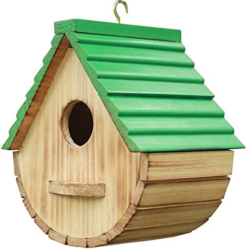 STARSWR Bird House,Outdoor Birdhouse, Natural Wooden Bird Houses for Outside Clearance Bluebird Finch Cardinals Hanging Bird Box Garden Viewing