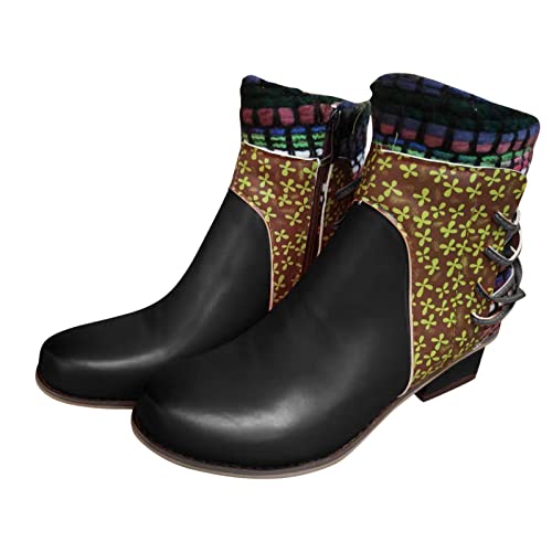 Futezty Hiking Boots Women Lug Sole Combat Boots Lace-Up Motorcycle Platform Ankle Short Booties Gothic Bootie, Aax-black, 8