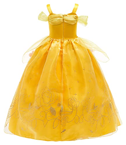 New front Vestito da Principessa Belle Vestito Belle Bambina con Accessori Vestito Elegante Bambina per Festa di Lusso Halloween Compleanno Carnevale et Natale