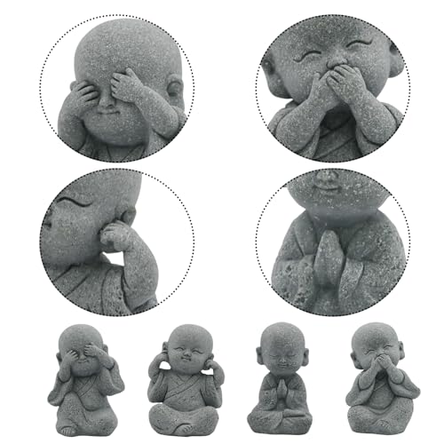 Set de 4 Figuras Bebé Buda 3 Pulgadas Piedra miniatura 4