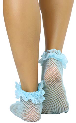 ToBeInStyle Women's Fishnet Ankle Socks With Ruffle Trim - Image 3
