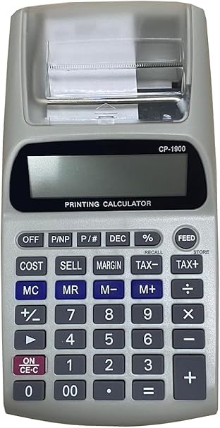 SQUADO Calcolatrice Stampa Scontrini Non Fiscali Per Uffici e Aziende, display LCD a 12 cifre per aziende Nera