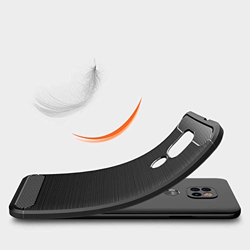 Image of NPRC Hybrid Ultra Slim Protective Case TPU Non-Slip Carbon Fiber Texture Shockproof Case Cover for Moto G9 Play - Black