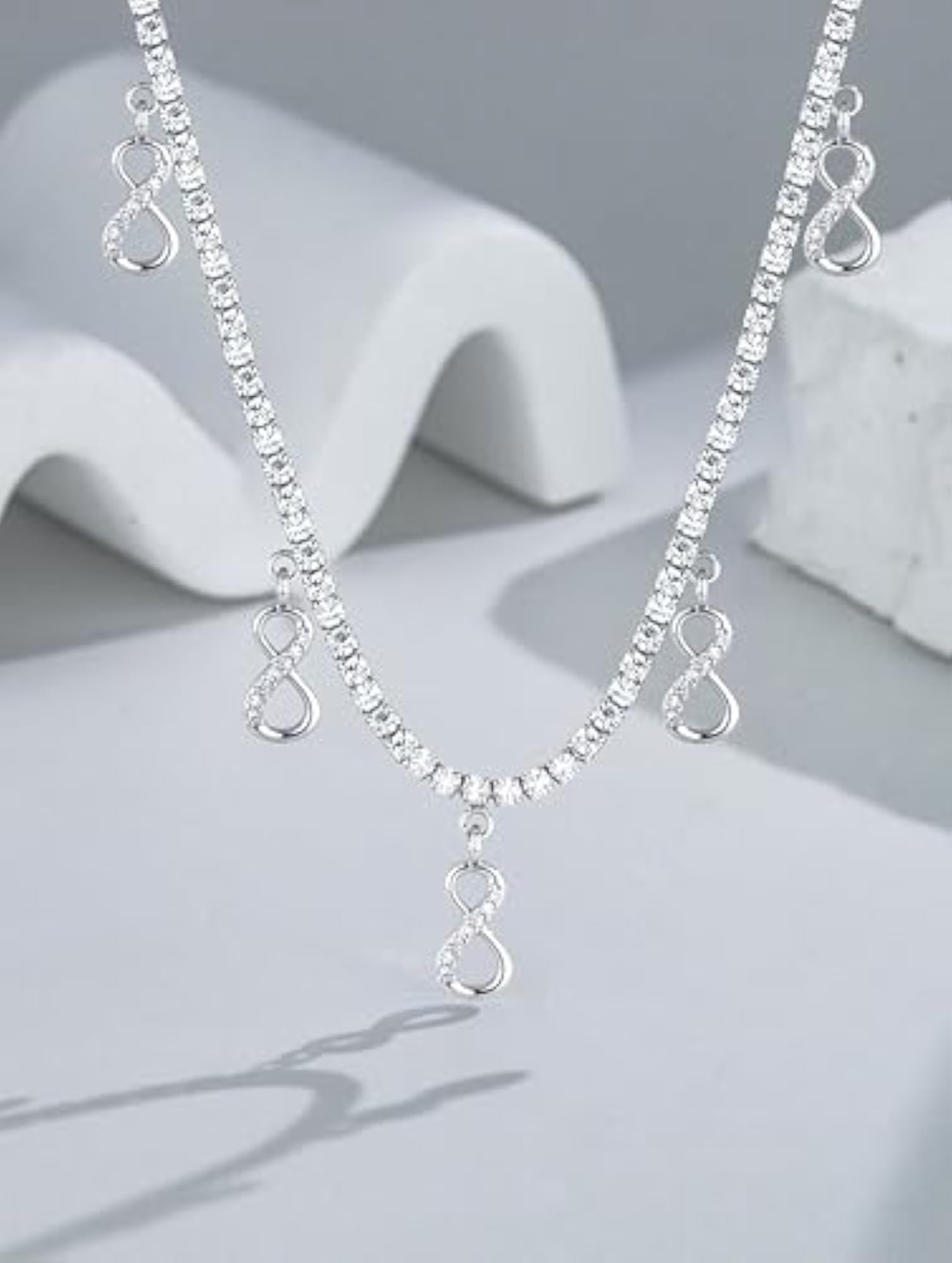 Women's 925 Sterling Silver Infinity Tennis Necklace