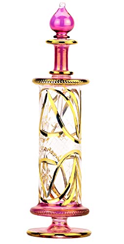 NileCart Large Egyptian Perfume Bottles, Handmade Glass with Gold Accents, 120 ml, Decorative Fragrance Containers (Pink) - image 1