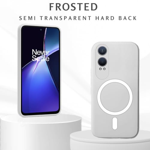 Image of SHINESTAR Back Cover for OnePlus Nord CE 4 Lite 5G | Frosted Semi-Transparent Slim Case | Only Compatible with Wireless Magnetic Accessories | Hard Back, Matte Finish - White