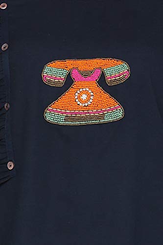 Image of ABOF Womens Western Solid Regularfit Top (BOS19AWFWTP2794331 Navy Small S)